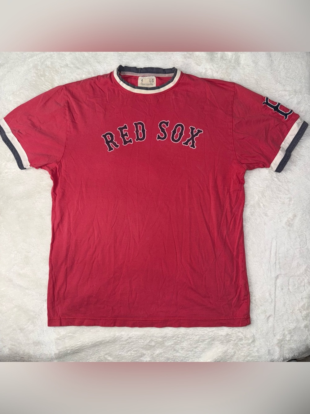 MLB Red 'Red Sox' Short Sleeve Tee with Navy & White Trim